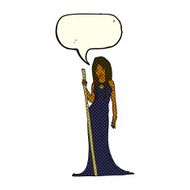 cartoon sorceress with speech bubble N5