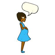 cartoon pregnant woman with speech bubble N10