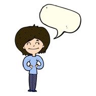 cartoon happy woman with speech bubble N130