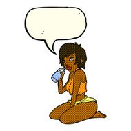 cartoon sexy gym girl with speech bubble N6