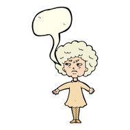 cartoon bitter old woman with speech bubble N10