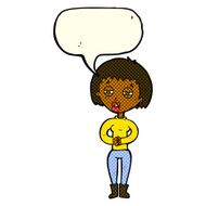 cartoon tired woman with speech bubble N15