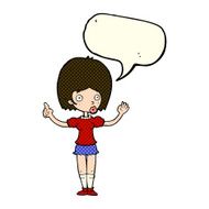 cartoon woman explaining her point with speech bubble N18