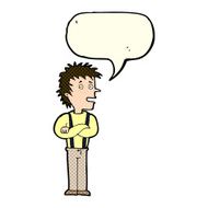 cartoon boy with folded arms speech bubble N10