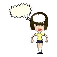 cartoon woman with idea speech bubble N126