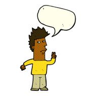 cartoon man giving peace sign with speech bubble N29