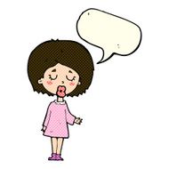 cartoon woman explaining her point with speech bubble N20