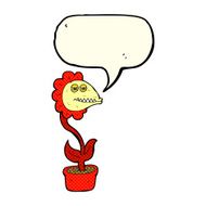 cartoon monster flower with speech bubble N6