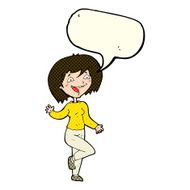 cartoon laughing woman with speech bubble N5