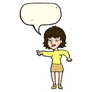 cartoon woman pointing with speech bubble N114