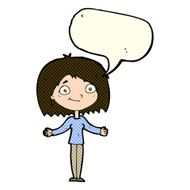 cartoon woman shrugging shoulders with speech bubble N262