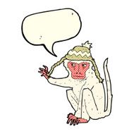 cartoon monkey wearing hat with speech bubble N5