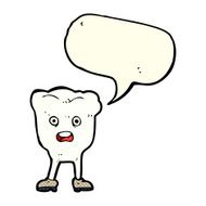 cartoon tooth looking afraid with speech bubble N3