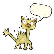 cartoon scared cat with speech bubble N5