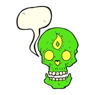 cartoon mystic skull with speech bubble N5