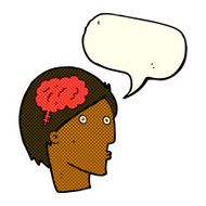 cartoon man with brain symbol speech bubble N11