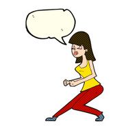 cartoon crazy dancing girl with speech bubble N5