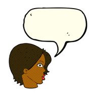 cartoon staring woman with speech bubble N25