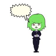 cartoon vampire woman with speech bubble N6
