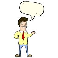cartoon salesman with speech bubble N5