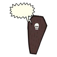 spooky cartoon coffin with speech bubble N12