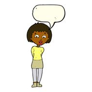 cartoon surprised woman with speech bubble N131