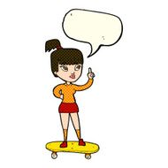 cartoon skater girl with speech bubble N5