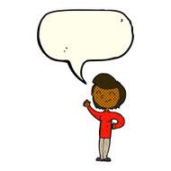 cartoon friendly waving woman with speech bubble N6