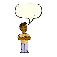 cartoon man with crossed arms speech bubble N16