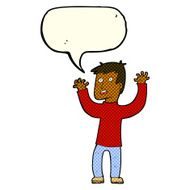 cartoon terrified man with speech bubble N113
