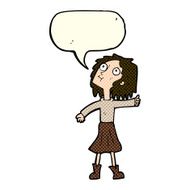 cartoon woman looking up to the sky with speech bubble N6