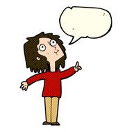 cartoon curious woman with speech bubble N31