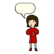 cartoon calm woman with speech bubble N5