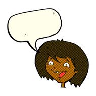 cartoon happy girl with speech bubble N43