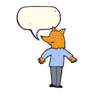 cartoon happy fox man with speech bubble N13