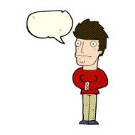 cartoon worried man with speech bubble N52