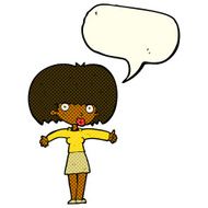 cartoon woman giving thumbs up symbol with speech bubble N37