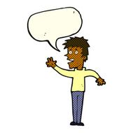 cartoon happy boy waving with speech bubble N10