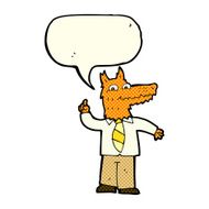 cartoon business fox with idea speech bubble N3