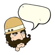 cartoon victorian big game hunter with speech bubble N6