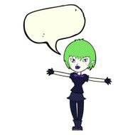 cartoon vampire girl with speech bubble N114