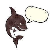 funny cartoon shark with speech bubble N16