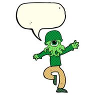 cartoon alien monster man with speech bubble N10