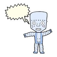 cartoon robot with speech bubble N91