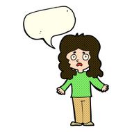 cartoon worried woman with speech bubble N41