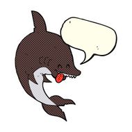 funny cartoon shark with speech bubble N17