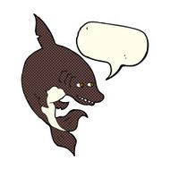 funny cartoon shark with speech bubble N18