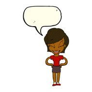 cartoon woman with hands on hips speech bubble N112
