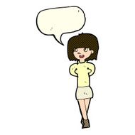 cartoon happy woman with speech bubble N131