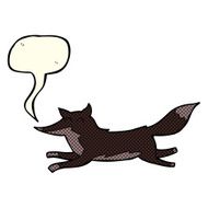 cartoon running wolf with speech bubble N3